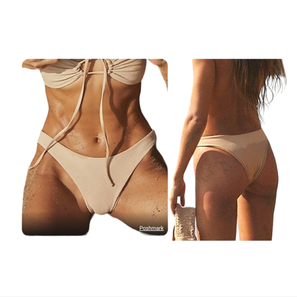 NEW STONE FOX SWIM Enki Bikini Bottom in Frappe Pique size XL